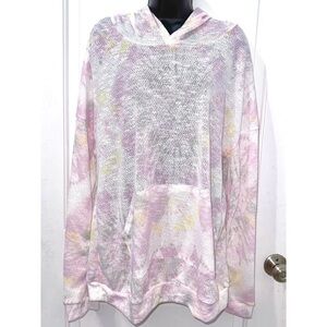 Blumin Apparel pink tie dye hooded long sleeve top